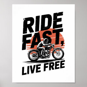 Póster Camisas Bicyclist Fast Live Free