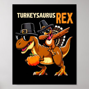 Póster Camisas De Acción De Gracias Para Niños Turkeysaur