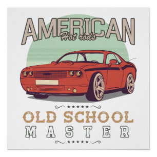 Póster Camisas de coches de época 70.º Regalo Retro Vin