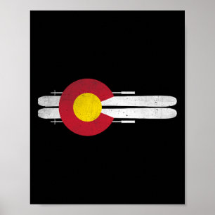 Póster Camisas de esquí Colorado Bandera Skis Mens Mujere