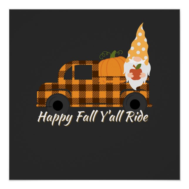 Póster Camisas de Gnome otoño | Happy Fall Y'All Gnomes | (Anverso)