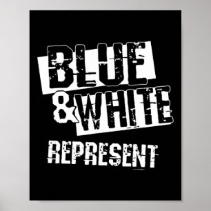 Póster Camisas De Grupo Del Día Del Juego Azul Y Blanco P