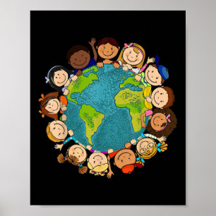 Póster Camisas del Día de la Tierra Cutan Niños Niños Niñ