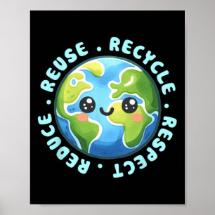 Póster Camisas Del Día De La Tierra Reduzcan El Reciclaje