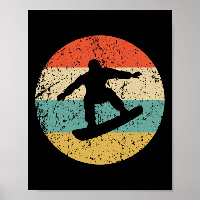 Póster Camisas Snowboard - Viejo Snowboarder Retro (Frente)
