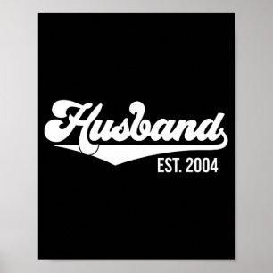 Póster Camiseta 20 Aniversario Boda Esposo Est 2004.
