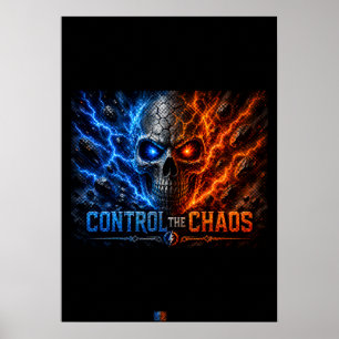 Póster Camiseta 3D Cráneo Fuego vs Hielo –
