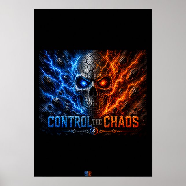 Póster Camiseta 3D Cráneo Fuego vs Hielo – (Frente)