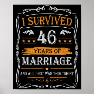 Póster Camiseta 46º Aniversario de Boda Parejas Marido Es