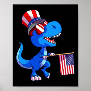 Póster Camiseta 4 De Julio Dino Bandera De Ee. UU. Patrió