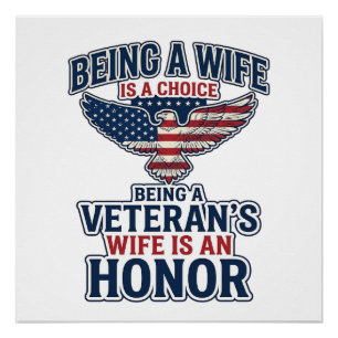 Póster Camiseta Águila Patriótica Honor Esposa de Veteran