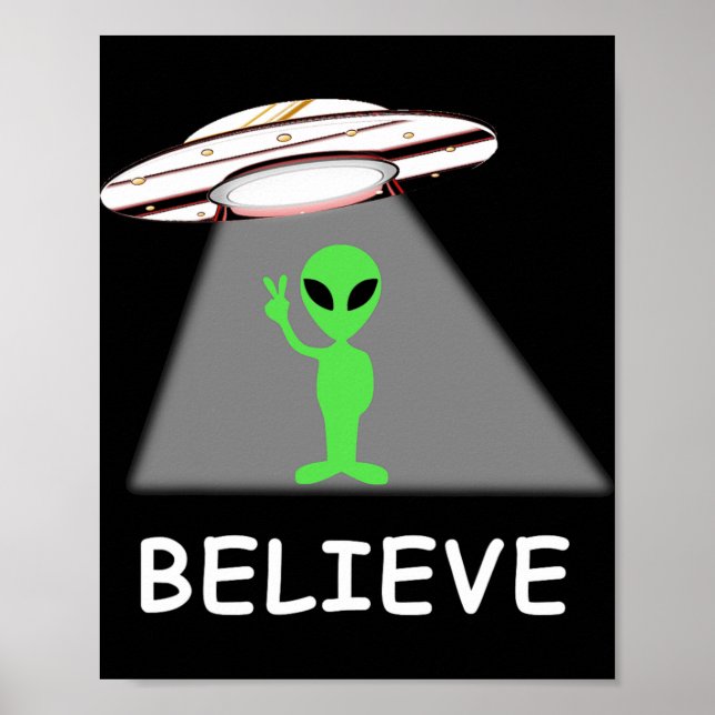 Póster Camiseta Alien - Creo Nueva Ufo Cool (Frente)