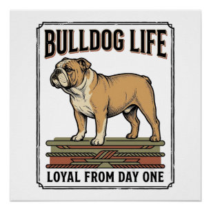 Póster Camiseta Amante del Bulldog Arte de Perro Grabado