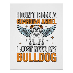 Póster Camiseta Ángel de la Guarda Bulldog Amante de Perr