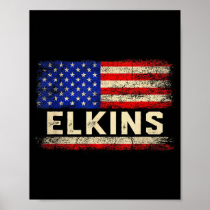 Póster Camiseta Apellido Elkins Elkins Nombre Bandera Ame