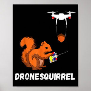 Póster Camiseta Ardilla Piloto De Dron Cuadricóptero Oper