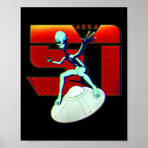 Póster Camiseta Área 51 Alien Verde Ovni Platillo Volador