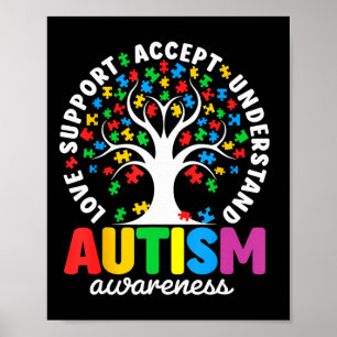 Póster Camiseta Autismo Amor Aceptar Apoyo Autista Autism