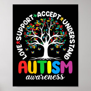 Póster Camiseta Autismo Amor Aceptar Apoyo Autista Autism