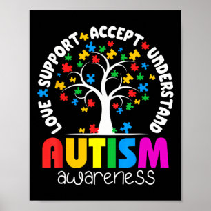 Póster Camiseta Autismo Amor Aceptar Apoyo Autista Autism
