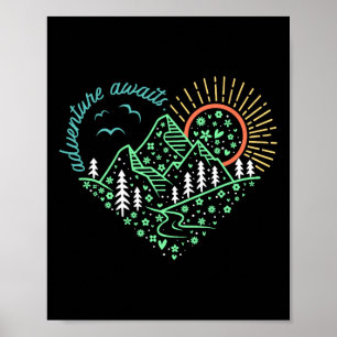 Póster Camiseta Aventura Espera Explora Más Naturaleza Se