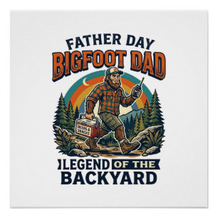 Póster Camiseta Bigfoot Papá Día del Padre Snacks Héroe D
