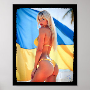 Póster Camiseta Byck Print - Y Chica Rubia En Bikini Y Uc