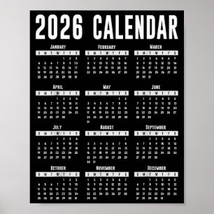 Póster Camiseta Calendario 2026 Calendario 26 2026