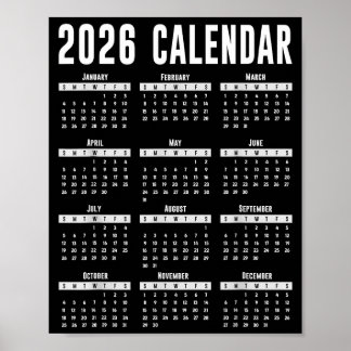 Póster Camiseta Calendario 2026 Calendario 26 2026 