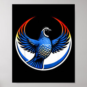 Póster Camiseta California Quail Wings Up Emblema de Círc