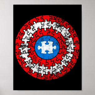 Póster Camiseta Capitán Conciencia del Autismo Apoya Auti