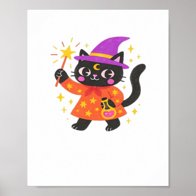 Póster Camiseta Celestial Kitty Witch Classic (Frente)