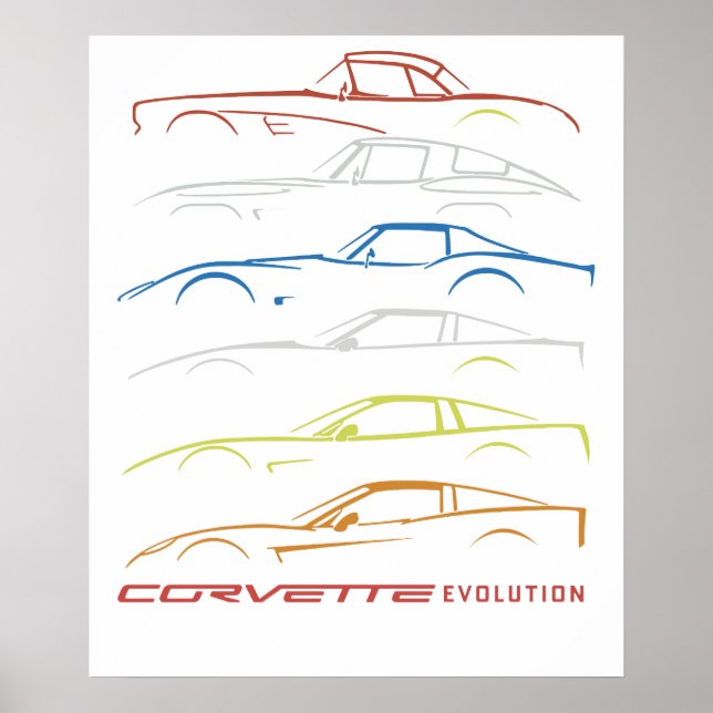Póster Camiseta Chevrolet Corvette Negra con 1953-2019 Mo (Frente)