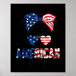 Póster Camiseta Chica Americana Bandera Usa 4 De Julio Mu