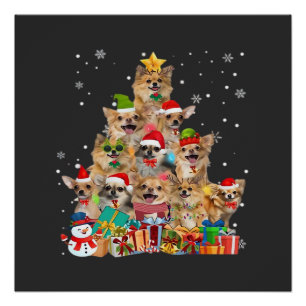 Póster Camiseta Clásica Chihuahua Luces de Navidad Xmas T