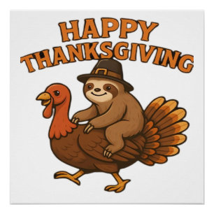 Póster Camiseta Clásica de Acción de Gracias de Pavo con 