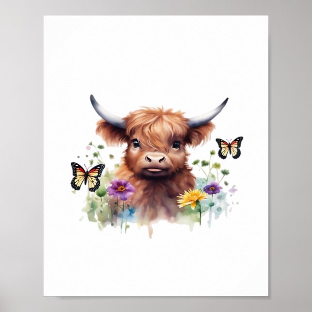 Póster Camiseta Clásica de Cow para bebés en Highland (Frente)