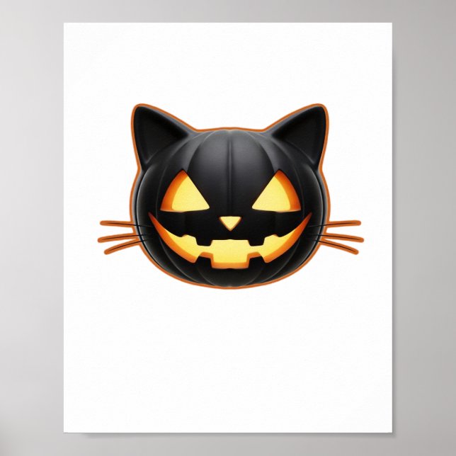 Póster Camiseta clásica de Emoji de gato negro o'Lantern (Frente)