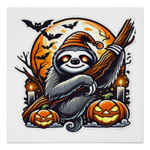 Póster Camiseta clásica de Halloween de perezoso nocturno