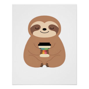Póster Camiseta clásica de Sloth Coffee Time