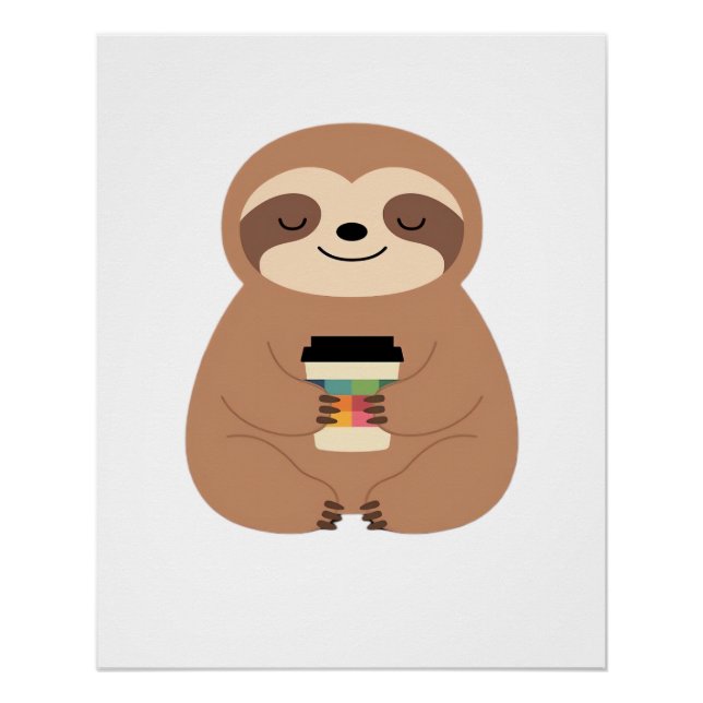 Póster Camiseta clásica de Sloth Coffee Time (Anverso)