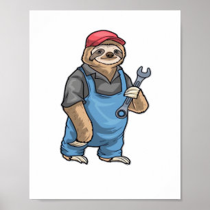 Póster Camiseta clásica de Sloth Mechanic Wrench