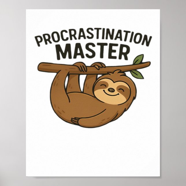 Póster Camiseta clásica Procrastination Master (Frente)