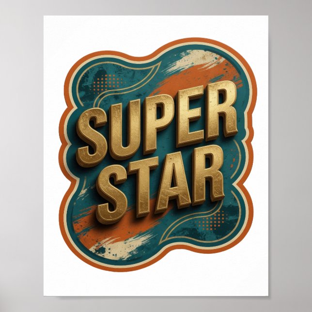 Póster Camiseta Clean Gold SUPER STAR (Frente)