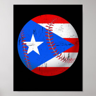 Póster Camiseta con bandera de béisbol de Puerto Rico