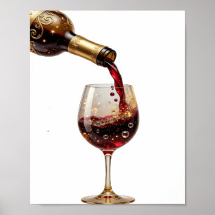 Póster Camiseta con eslogan de vino tinto Bold Gold RED W