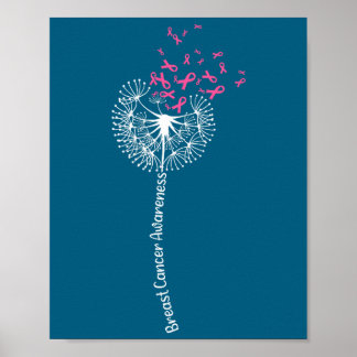 Póster Camiseta Conciencia del Cáncer de Mama Flor Rosa