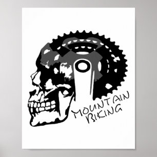 Póster Camiseta Cráneo en bicicleta Engranajes Bicicleta