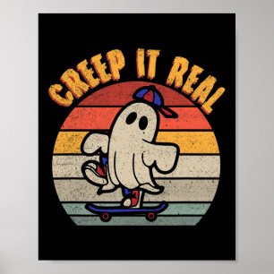 Póster Camiseta Creep It Real Ghost Vintage Skateboarding