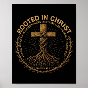 Póster Camiseta cristiana para hombre arraigada en la fe